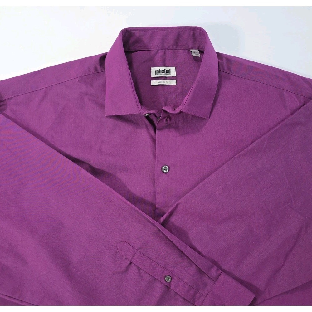 Unlisted Men XL Raspberry Purple Dress Shirt NWT Regular Fit 17-17.5 - Picture 4 of 11